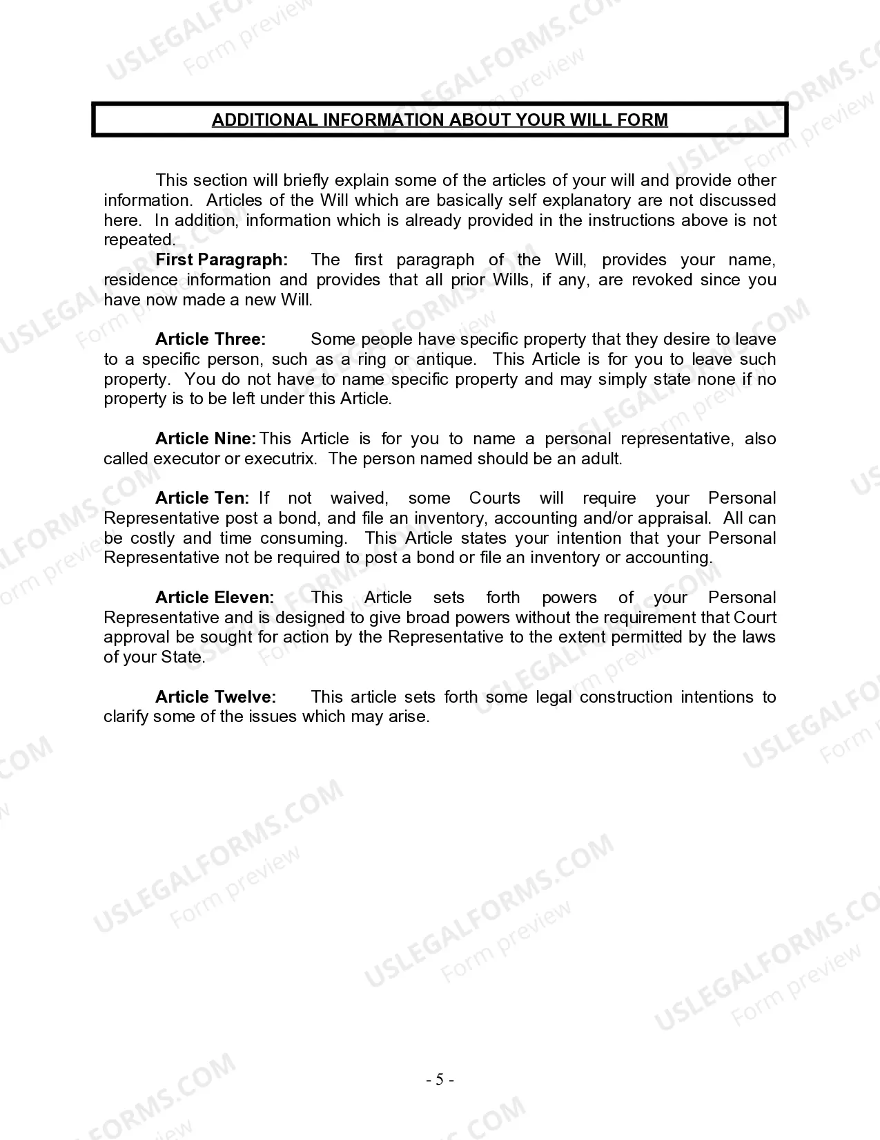 Preview Last Will and Testament for Divorced Person Not Remarried with Adult and Minor Children