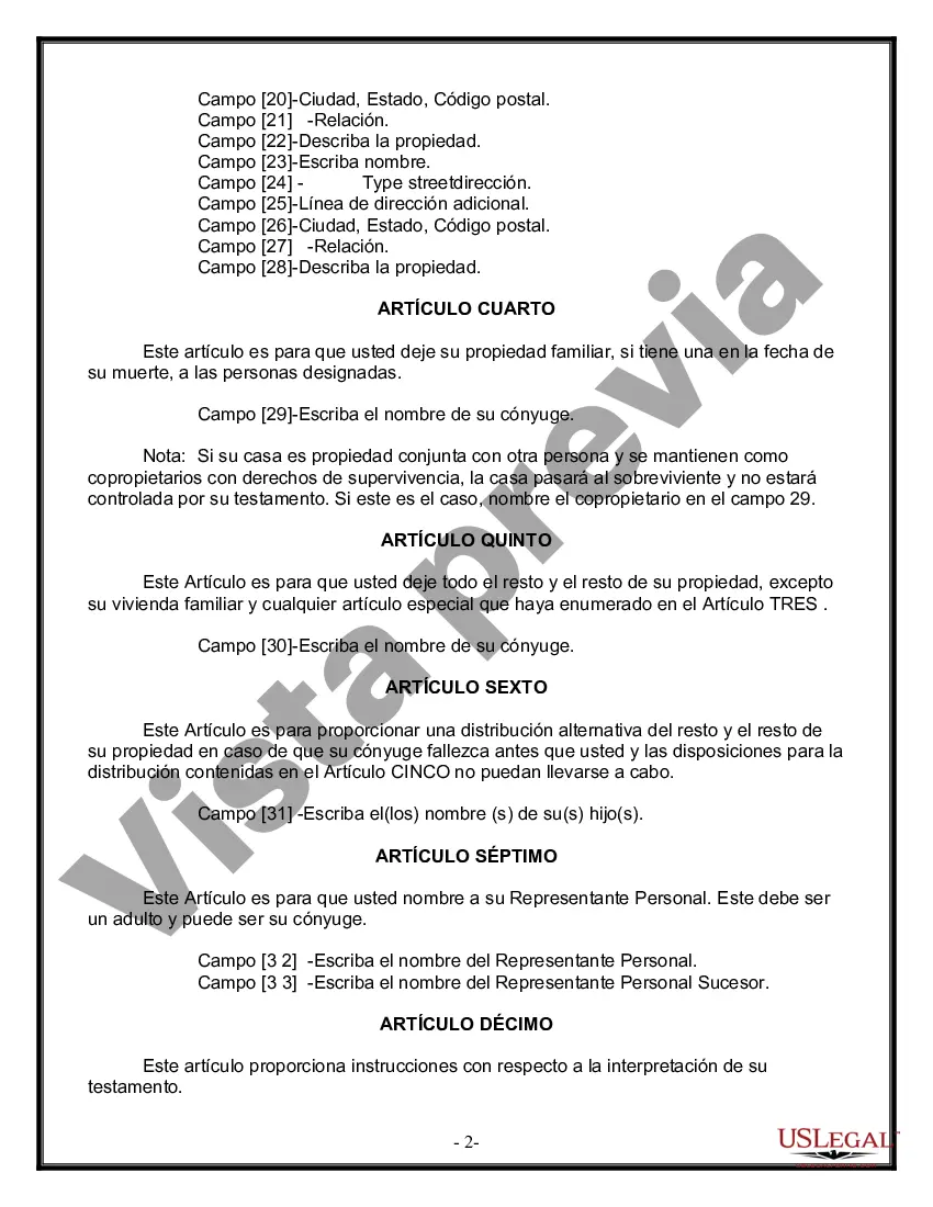 Preview Paquete de Voluntades Mutuas con Últimas Voluntades y Testamentos para Pareja Casada con Hijos Adultos