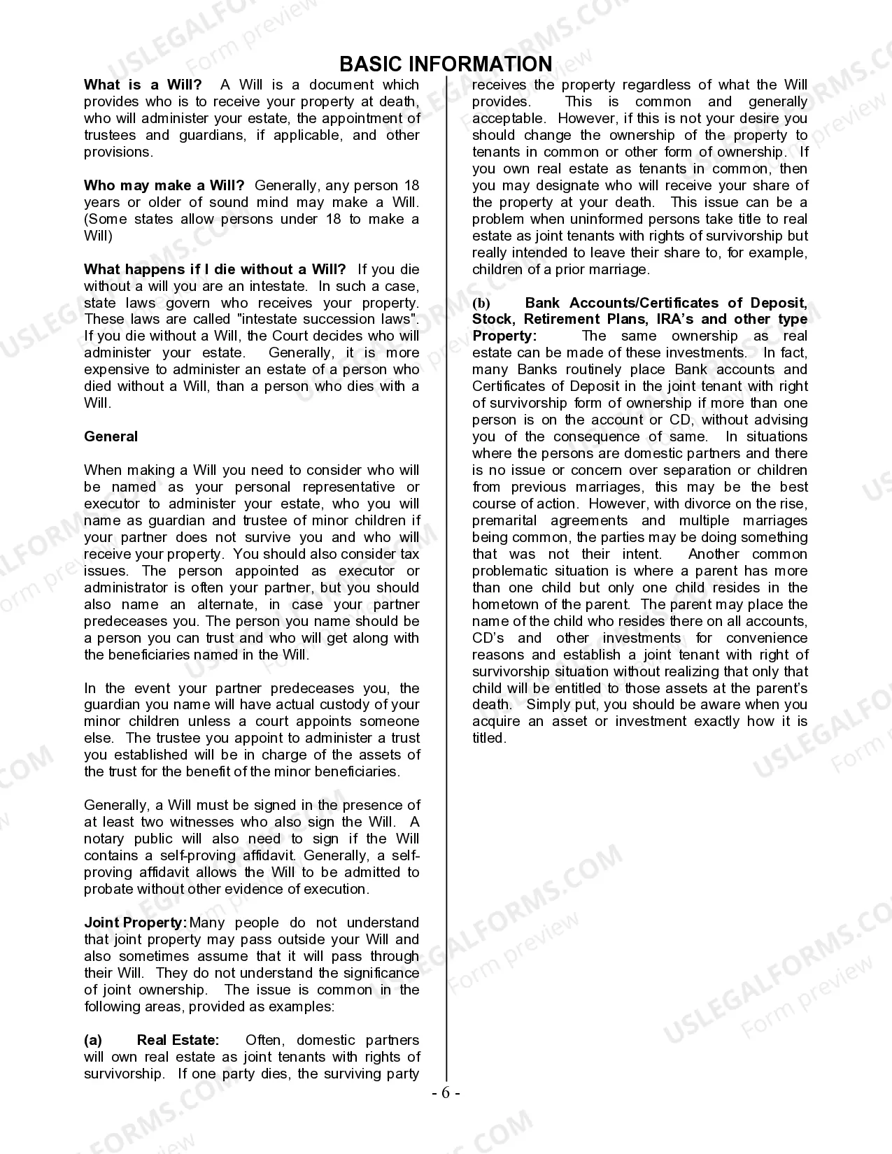 Preview Last Will and Testament for a Domestic Partner with Adult Children