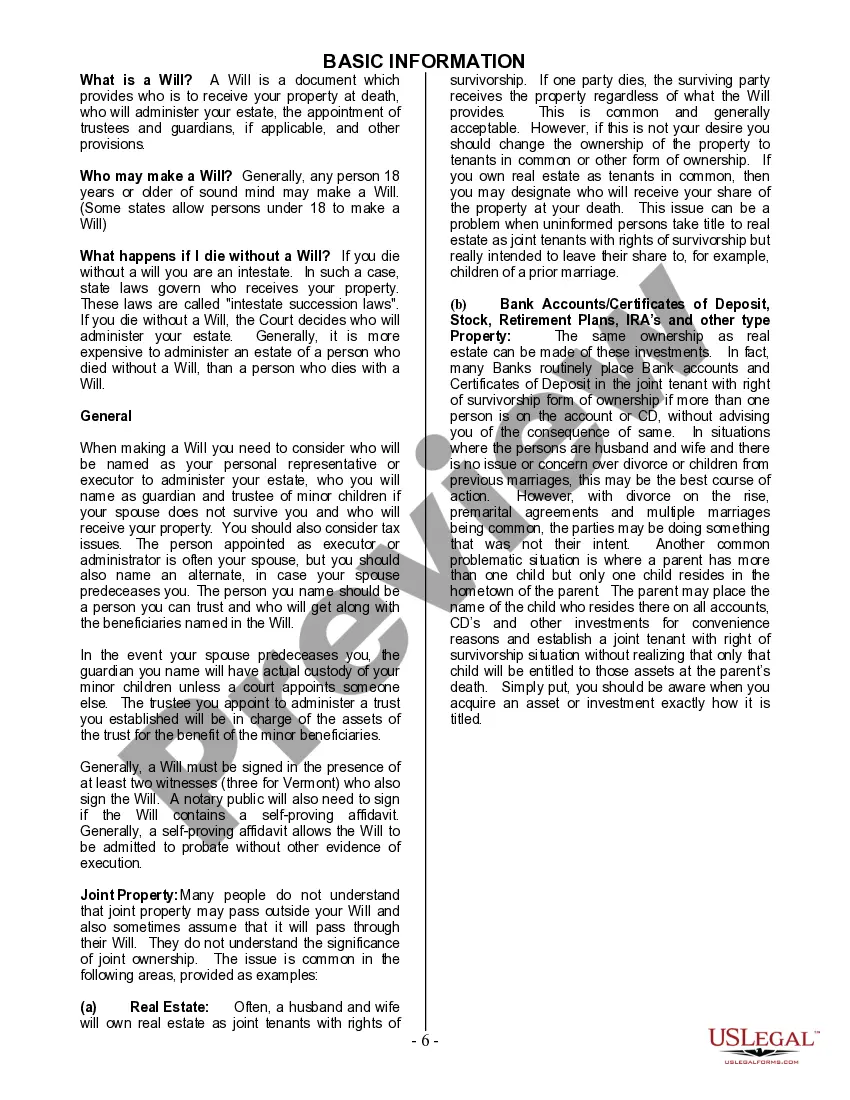 Preview Last Will and Testament for Married person with Adult Children