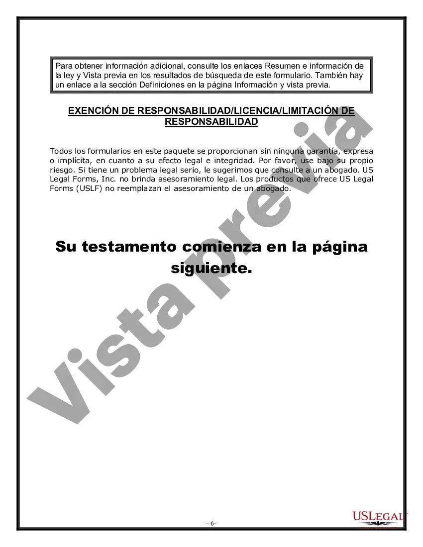 Preview Formulario de última voluntad y testamento legal para una pareja de hecho sin hijos