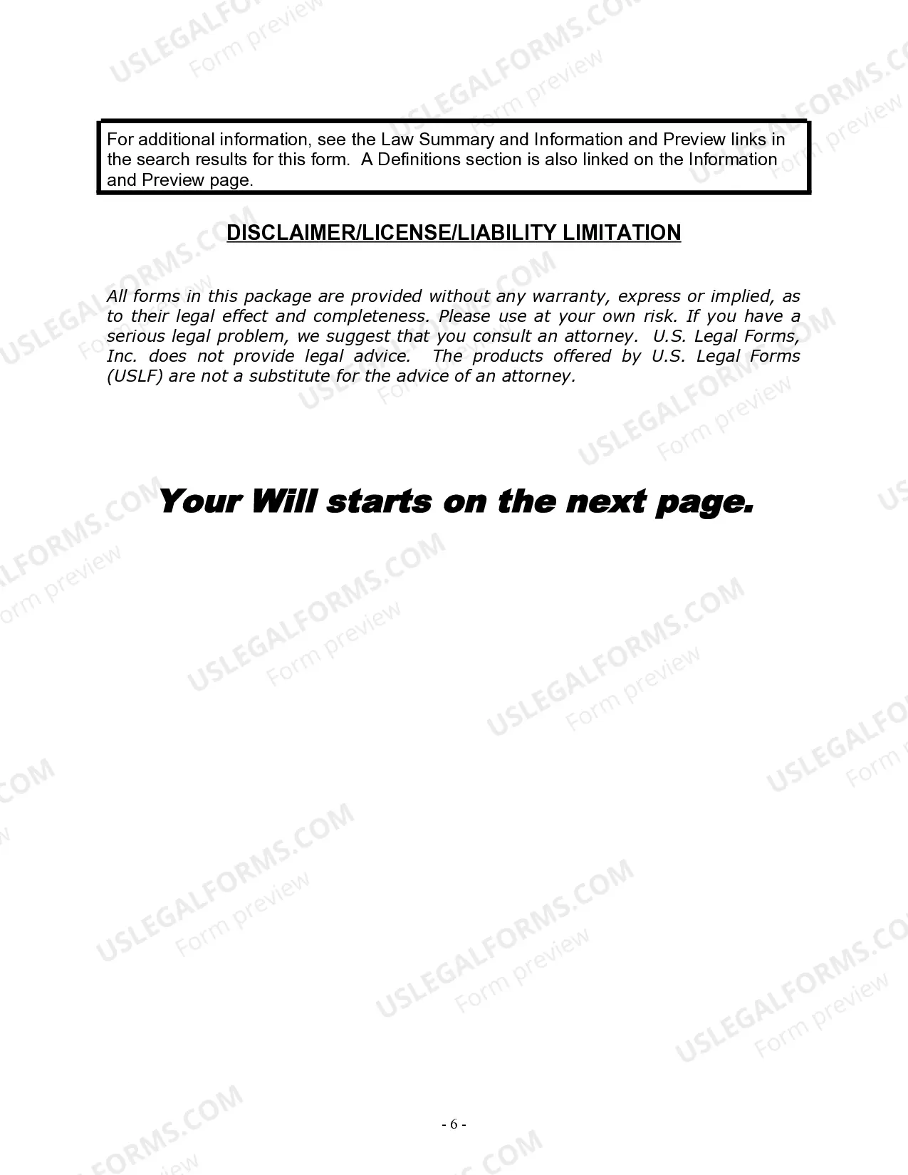 Preview Last Will and Testament for a Domestic Partner with No Children