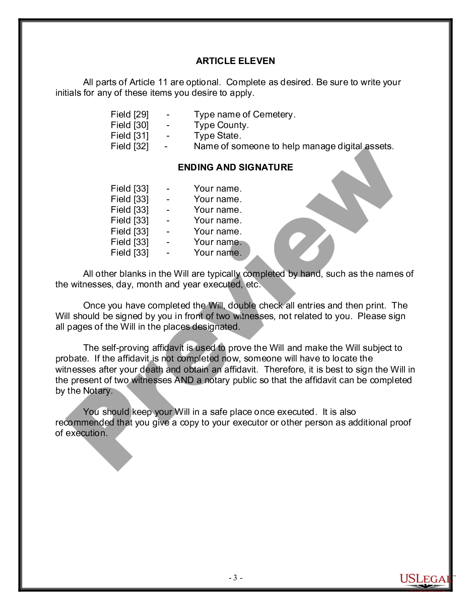 page 2 Legal Last Will and Testament Form for a Married Person with No Children preview