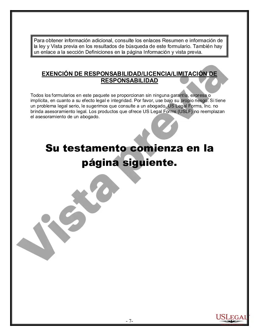 Preview Formulario Legal de Última Voluntad y Testamento para Persona Casada con Hijos Adultos y Menores de Matrimonio Anterior
