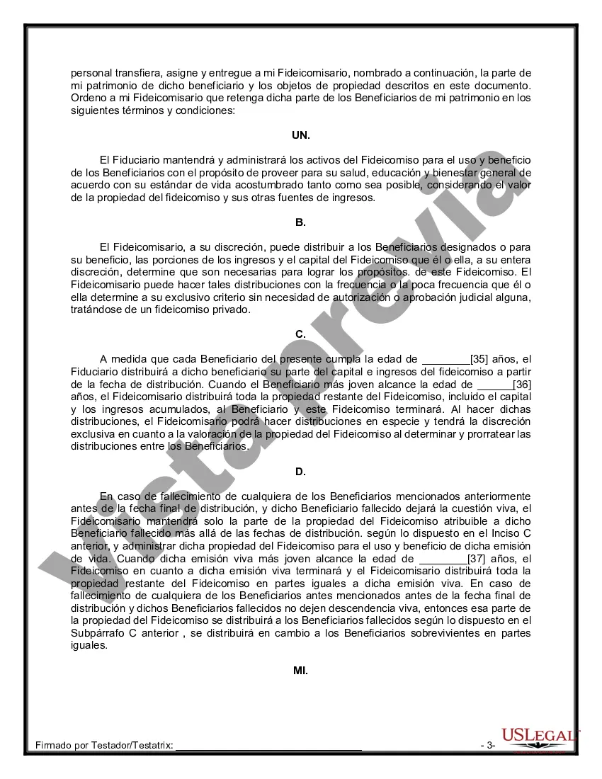 Preview Formulario Legal de Última Voluntad y Testamento para Persona Casada con Hijos Adultos y Menores