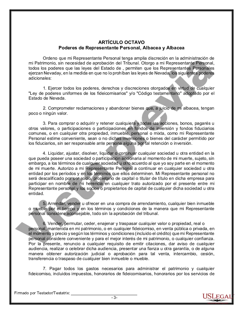 Preview Formulario de testamento y última voluntad legal para viuda o viudo con hijos adultos