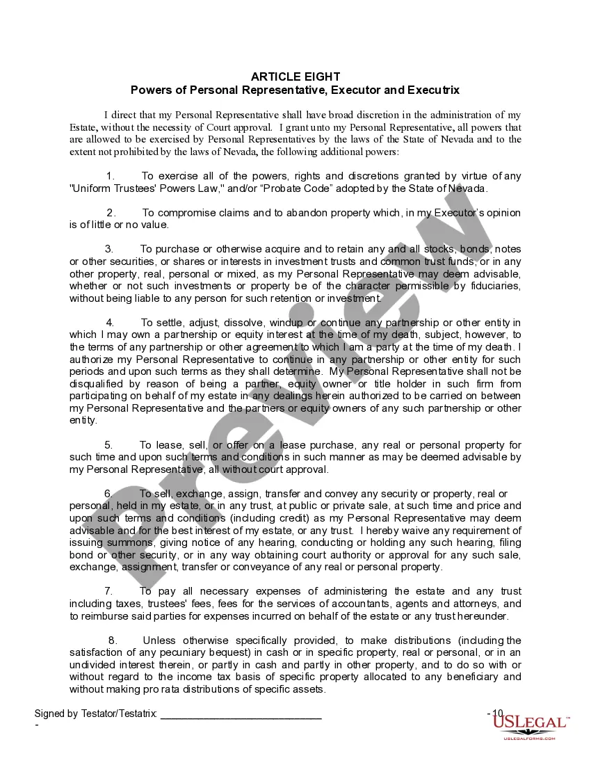 Preview Last Will and Testament for a Widow or Widower with Adult Children