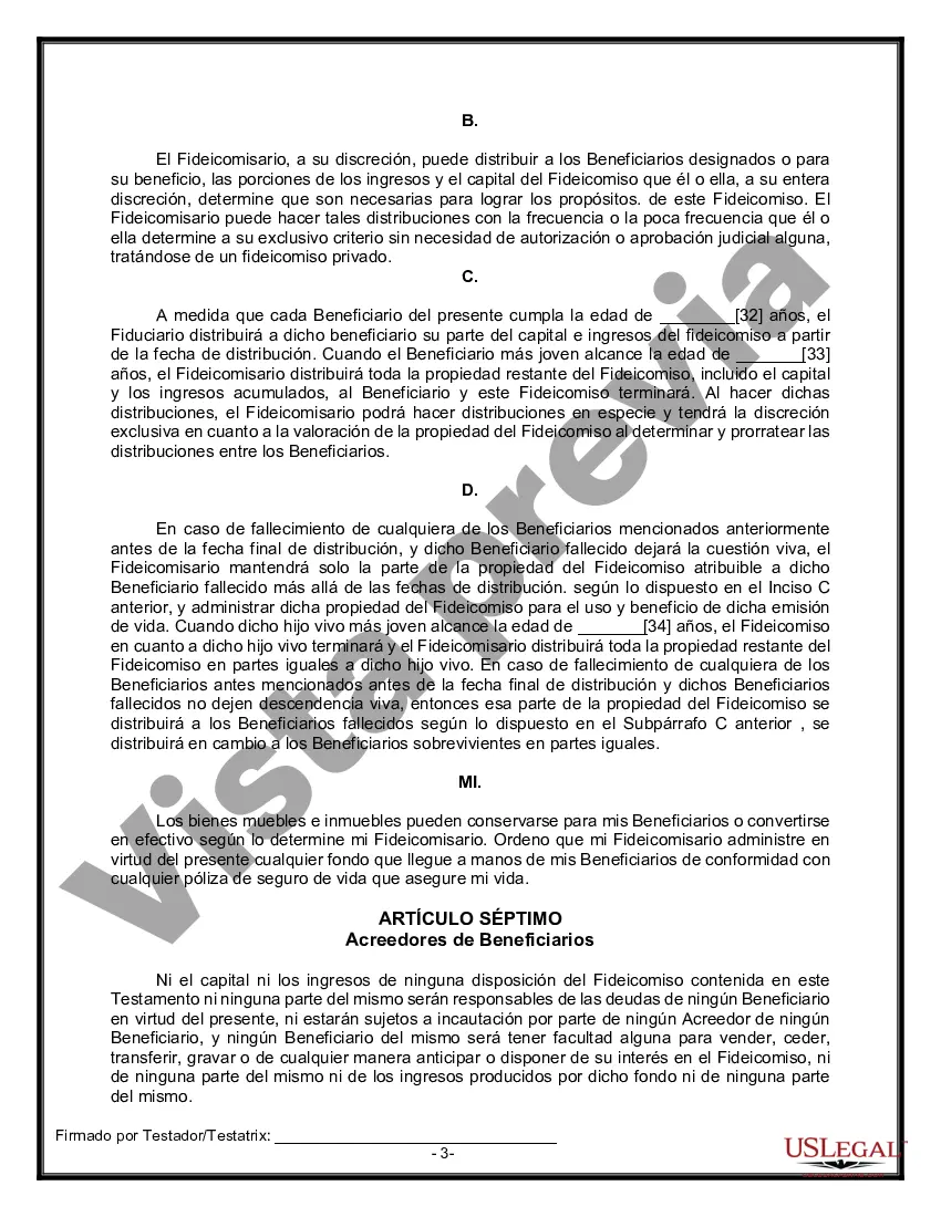 Preview Formulario Legal de Última Voluntad y Testamento para Viuda o Viudo con Hijos Menores