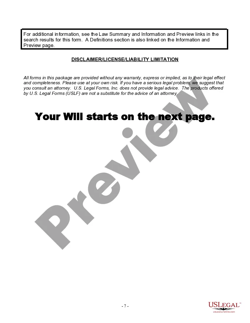 Preview Last Will and Testament for Widow or Widower with Minor Children