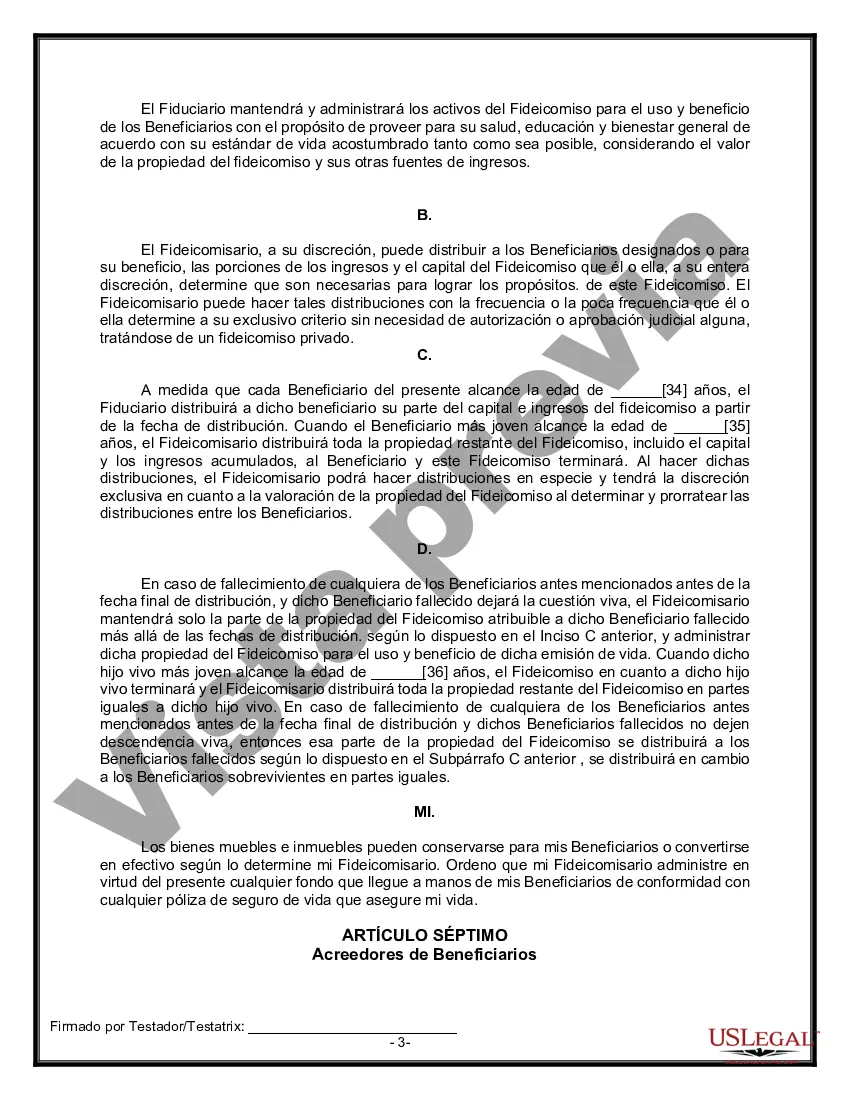 Preview Formulario Legal de Última Voluntad y Testamento para una Viuda o Viudo con Hijos Adultos y Menores