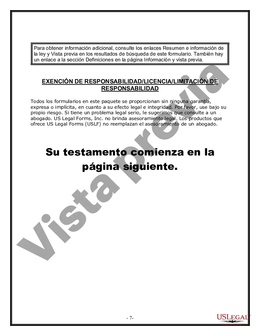 Preview Formulario Legal de Última Voluntad y Testamento para una Viuda o Viudo con Hijos Adultos y Menores