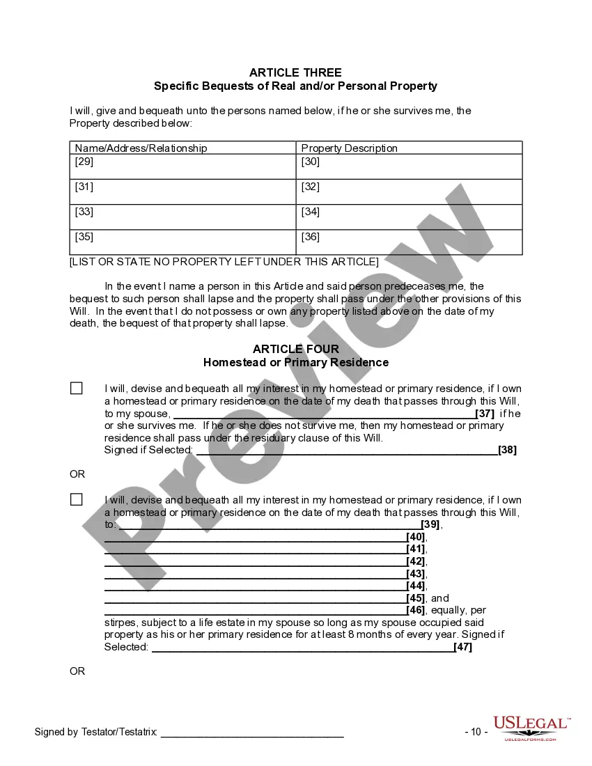 Preview Last Will and Testament for Divorced and Remarried Person with Mine, Yours and Ours Children