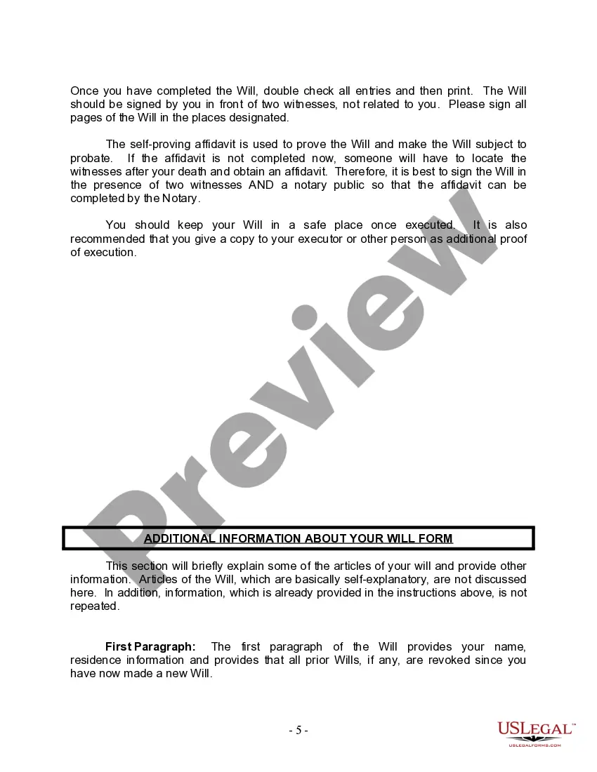 Preview Last Will and Testament for Divorced and Remarried Person with Mine, Yours and Ours Children