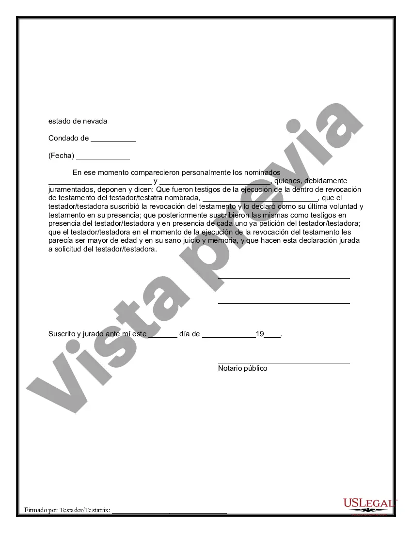 Preview Revocación por escrito del testamento