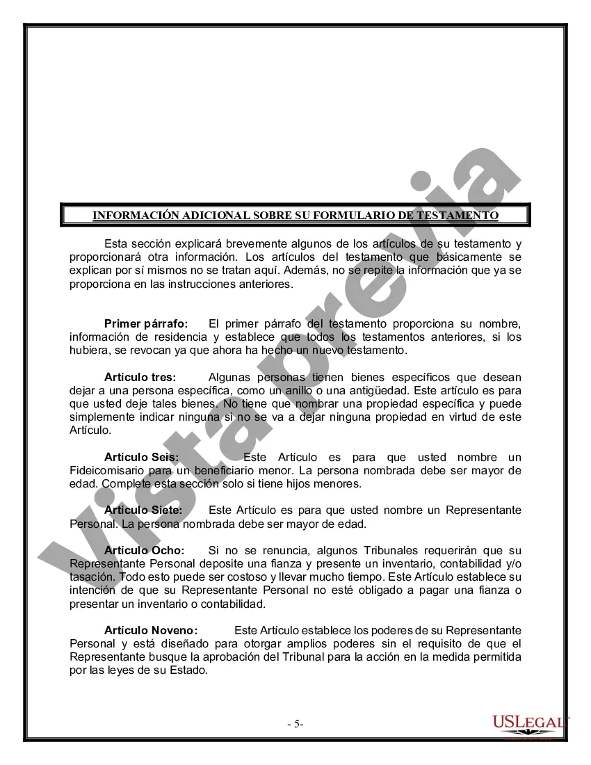 Preview Última voluntad y testamento para otras personas