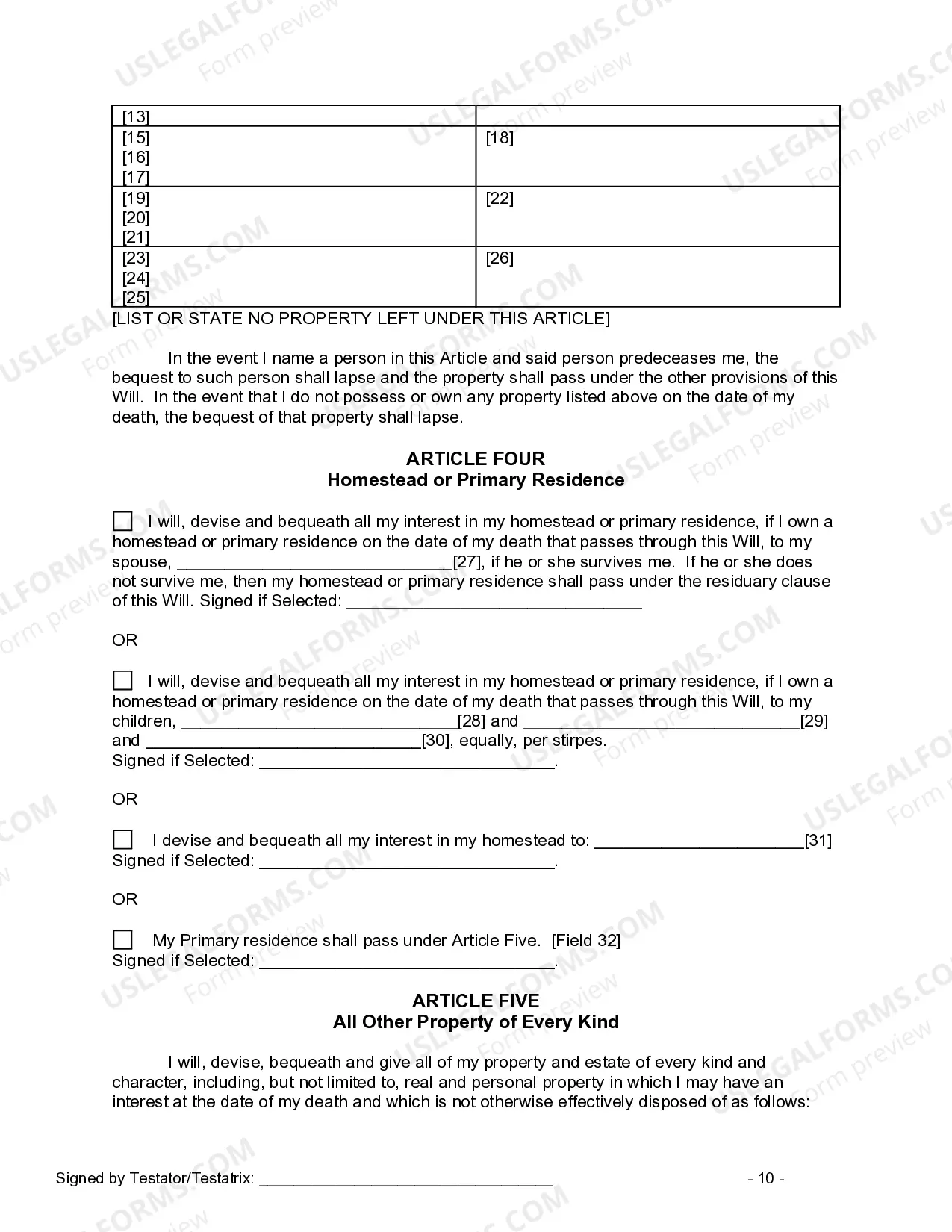 Preview Last Will and Testament for other Persons