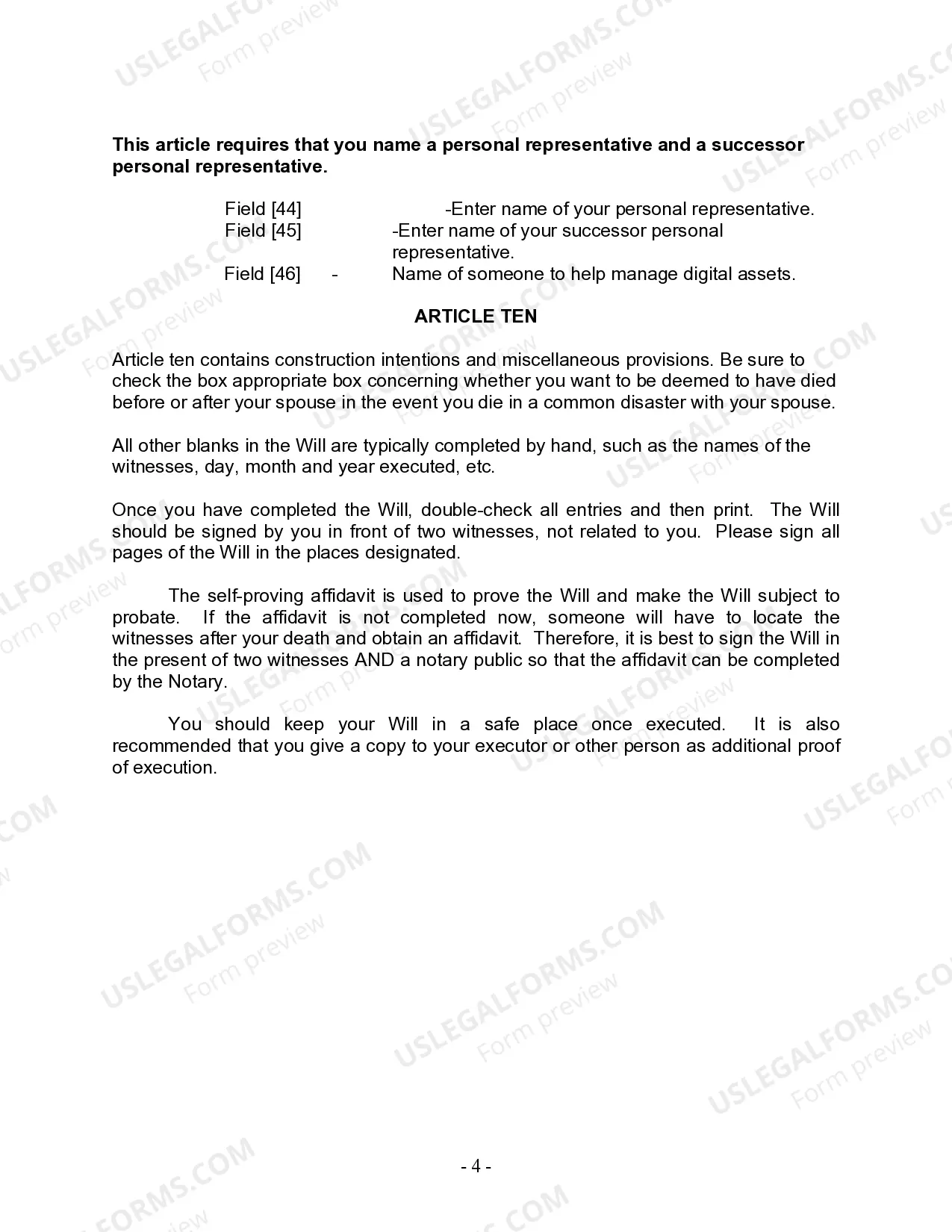 Preview Last Will and Testament for other Persons