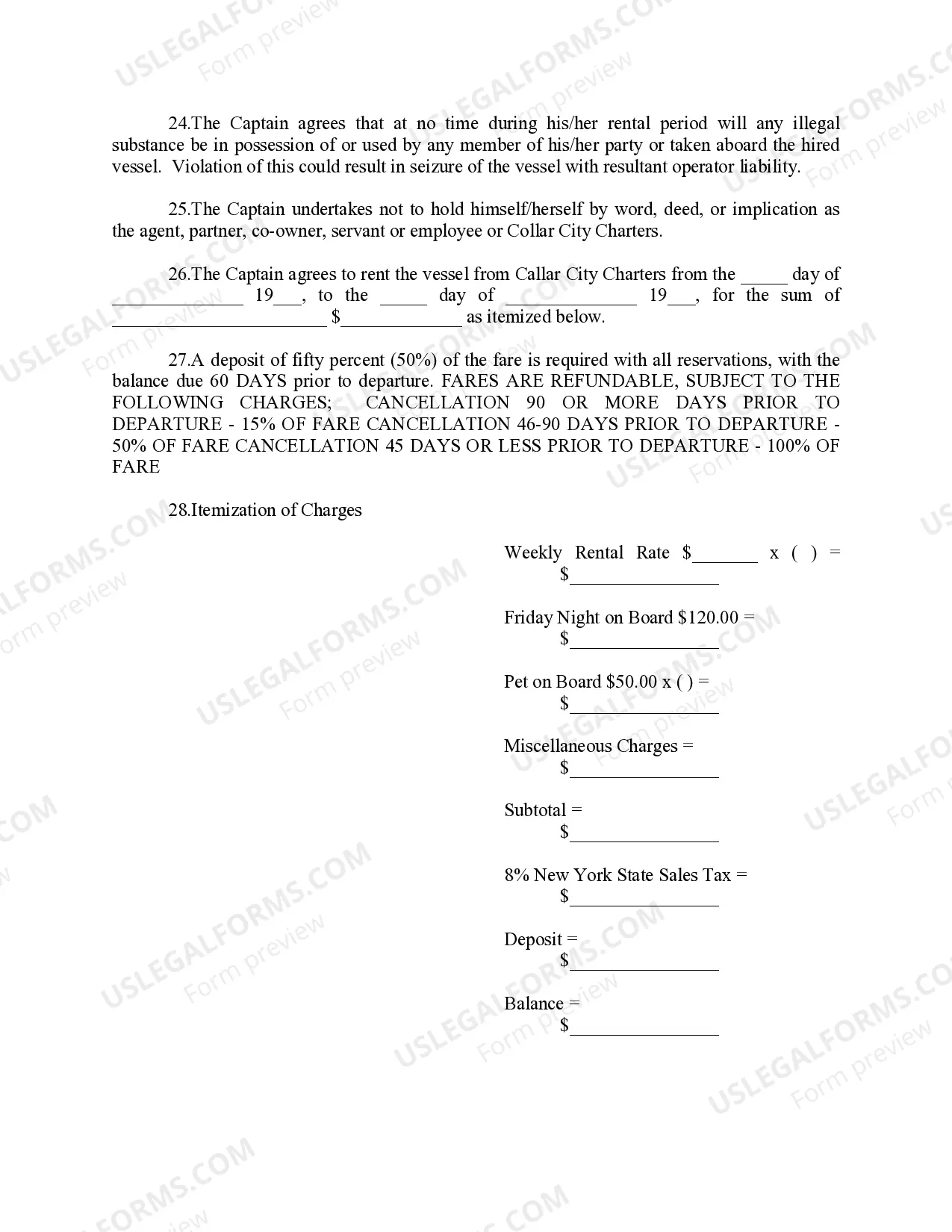 Preview Bareboat Rental Agreement