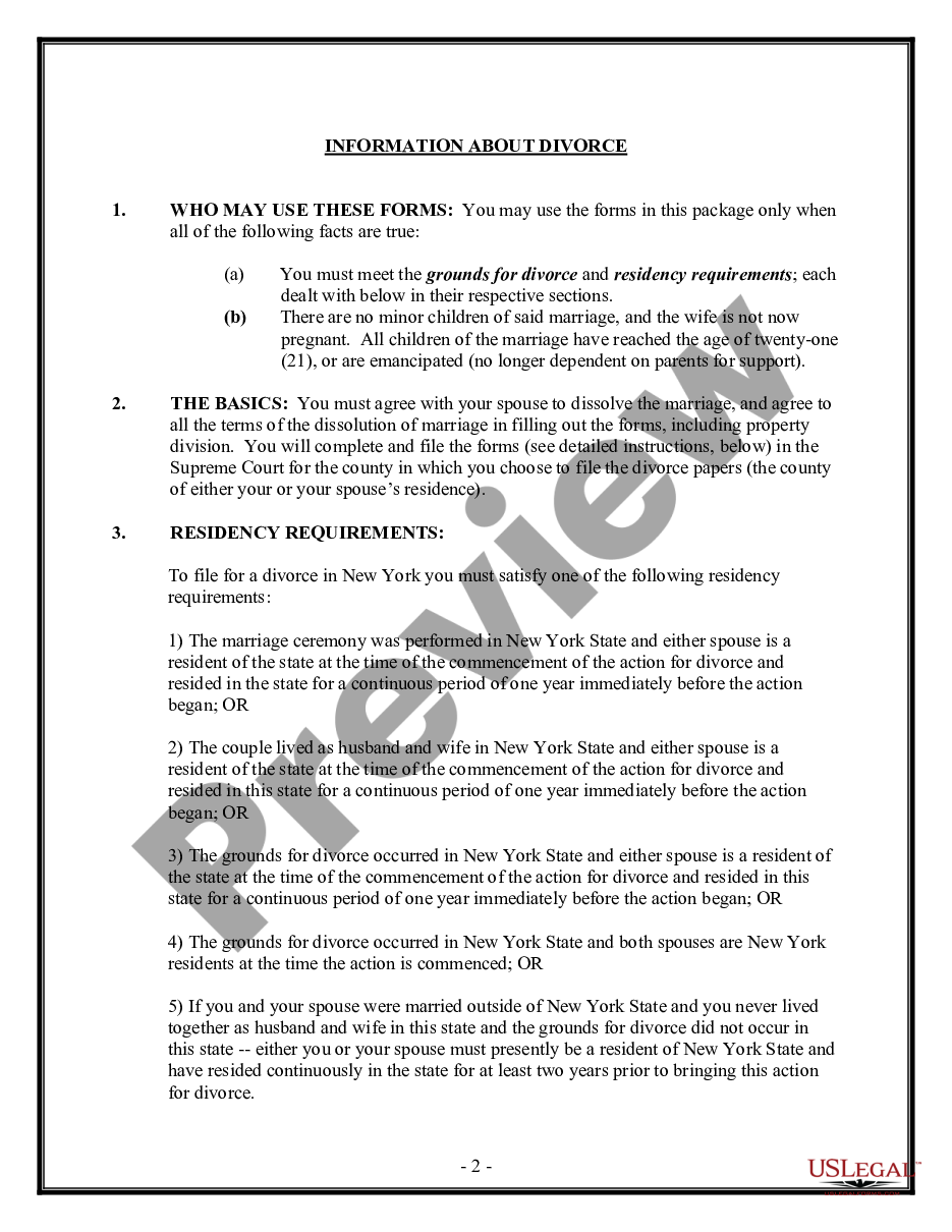 page 1 Uncontested Divorce Package for Dissolution of Marriage with Adult Children With or without Property and Debts preview