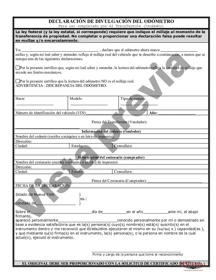 Preview Factura de venta de automóvil y estado de cuenta del odómetro para la venta tal como está