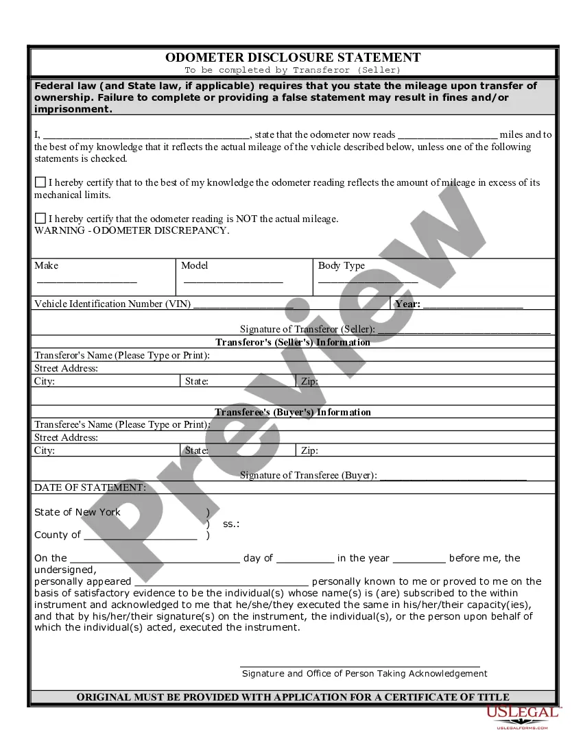 Nys odometer deals statement