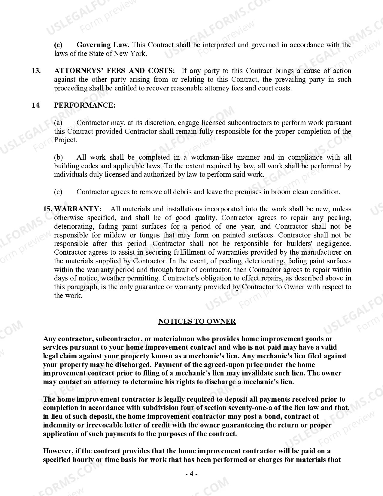 Preview Painting Contract for Contractor