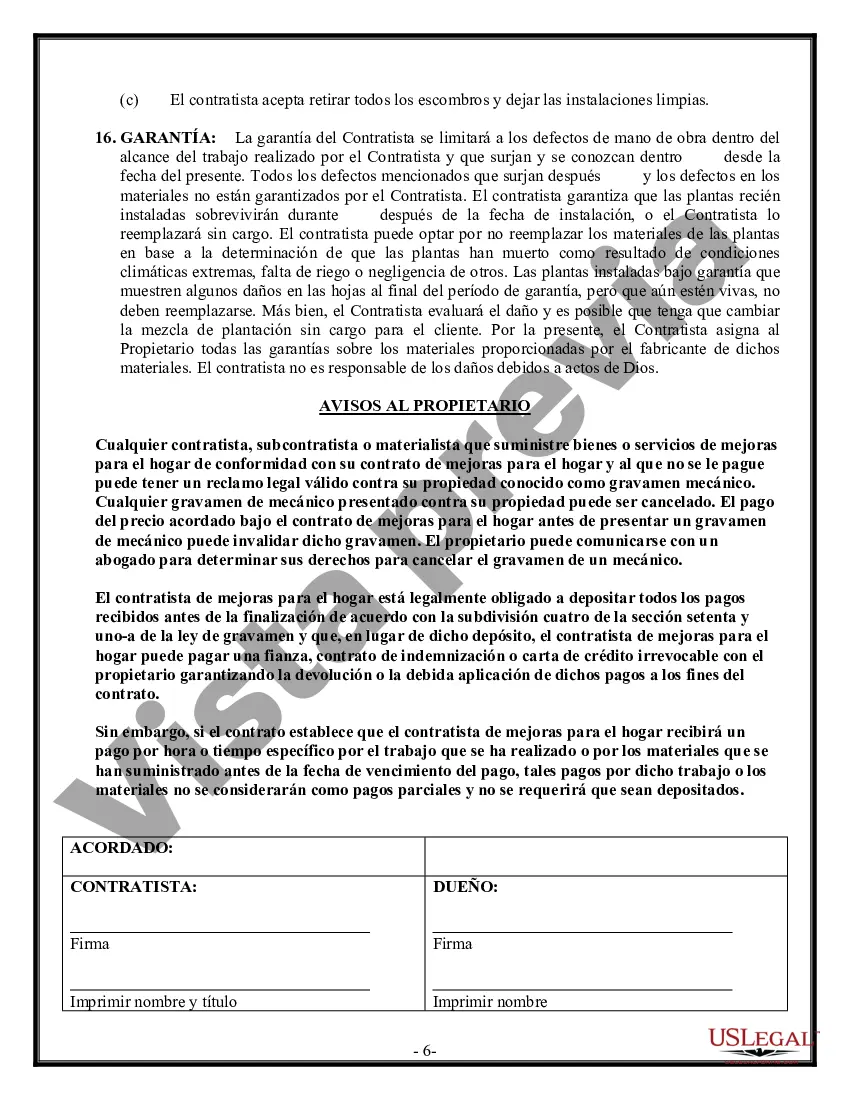 Preview Contrato de paisajismo para contratista