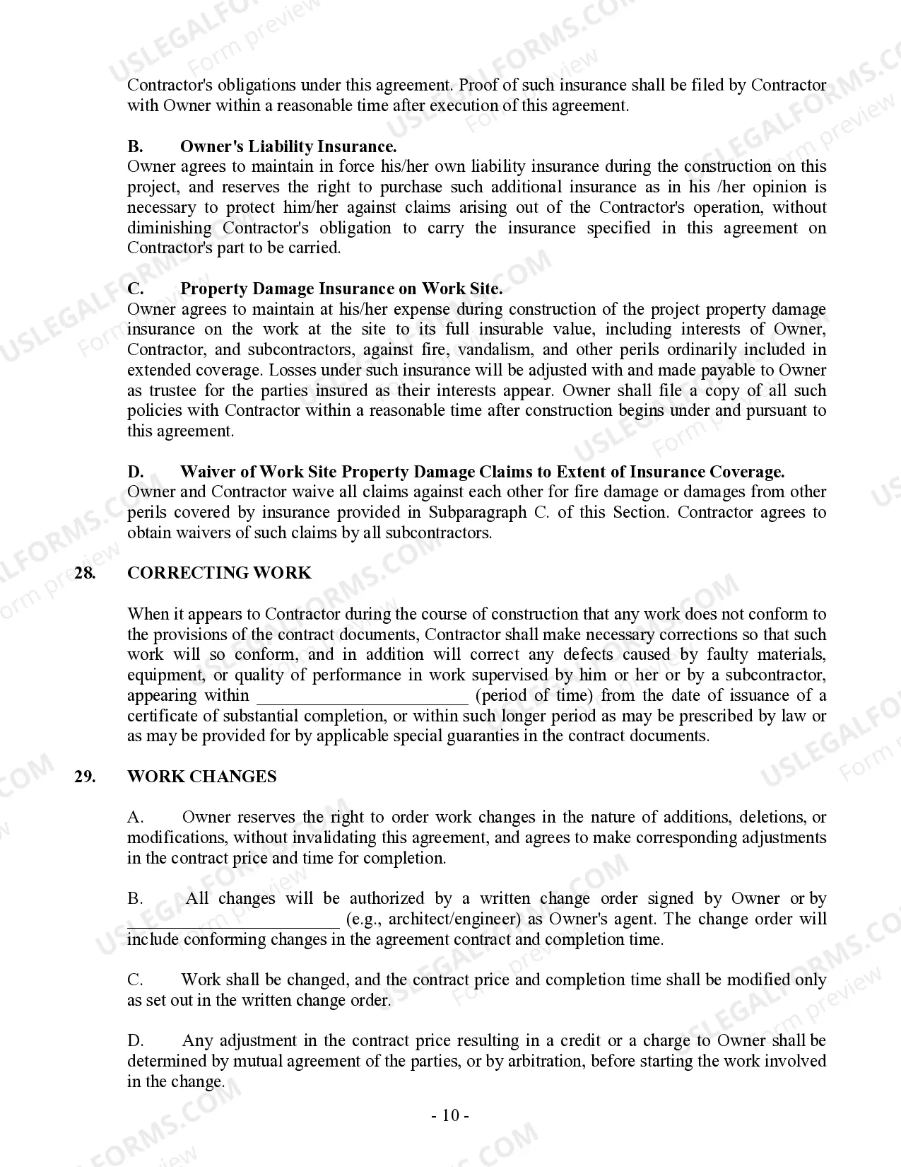 Preview Commercial Contract for Contractor