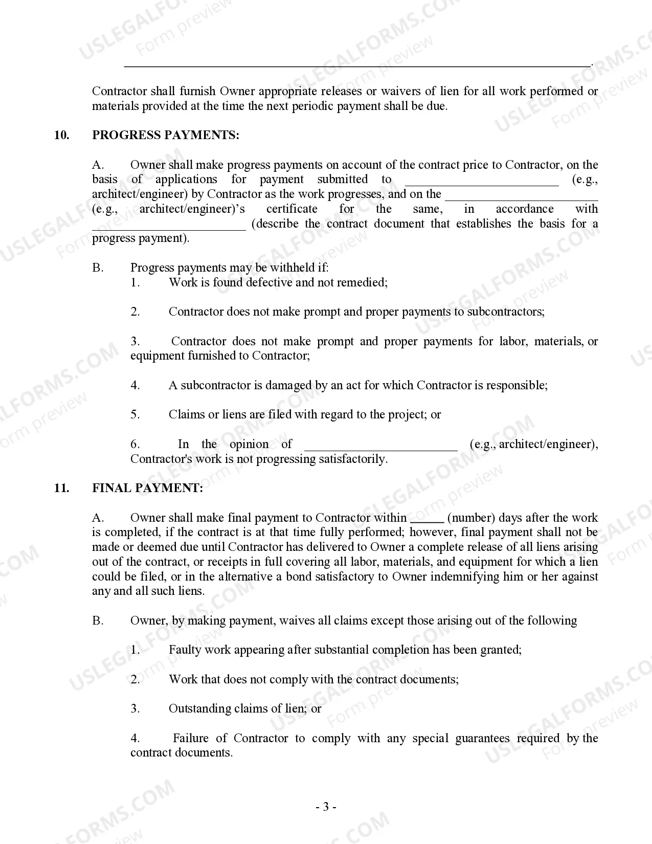 Preview Commercial Contract for Contractor