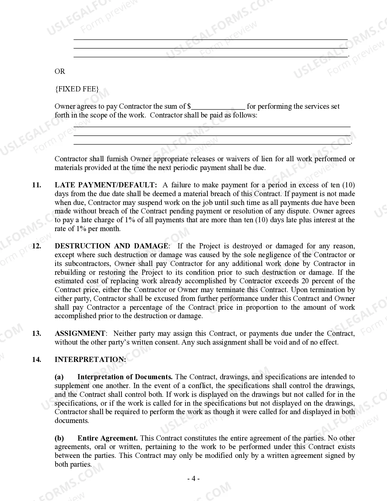 Preview Renovation Contract for Contractor