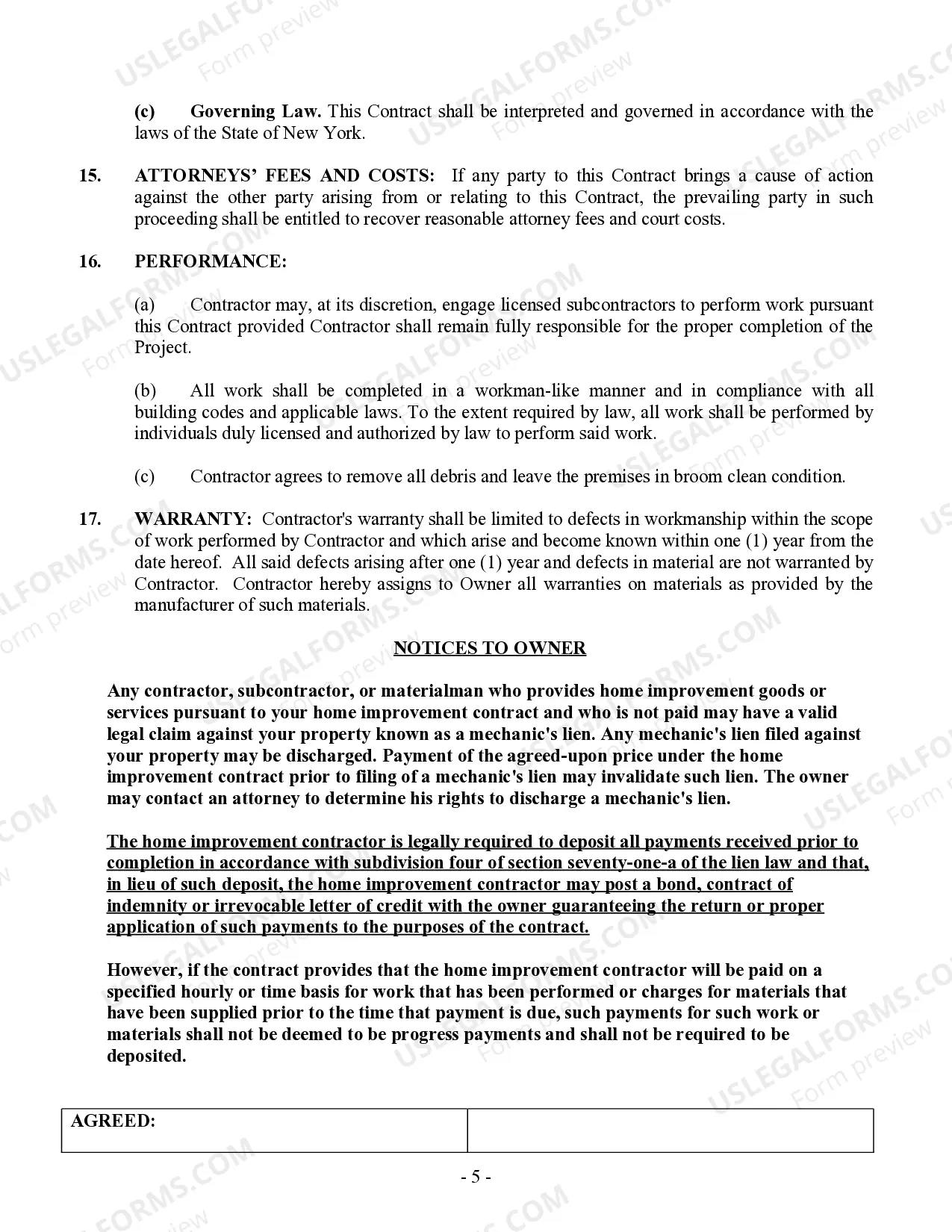 Preview Renovation Contract for Contractor