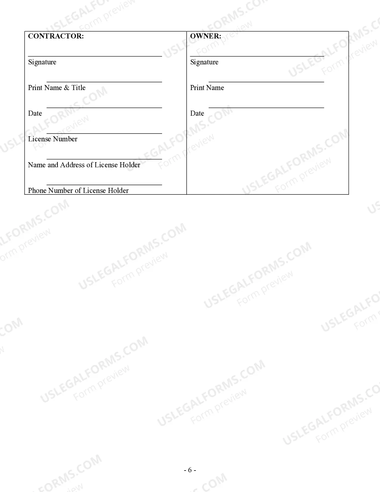 Preview Renovation Contract for Contractor