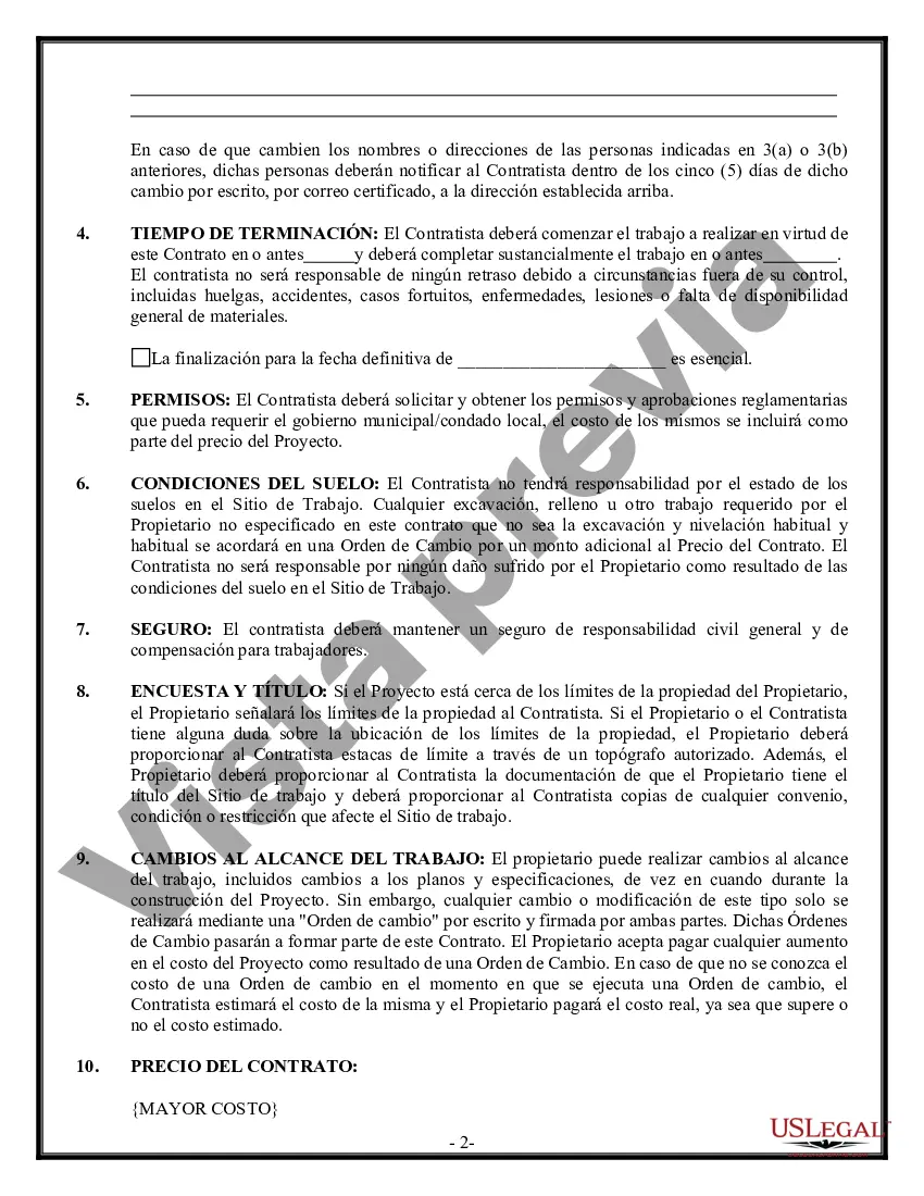 Preview Contrato de pavimentación para contratista