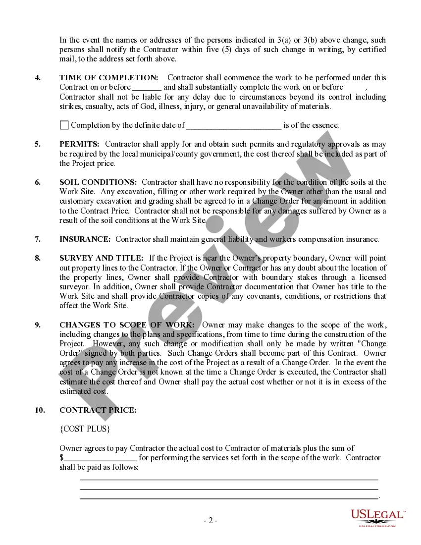 Preview Drainage Contract for Contractor