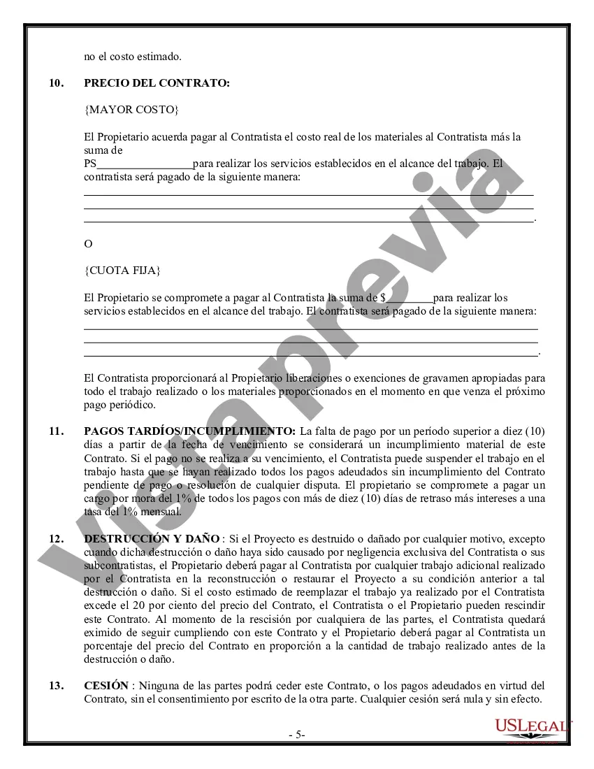 Preview Contrato de plomería para contratista