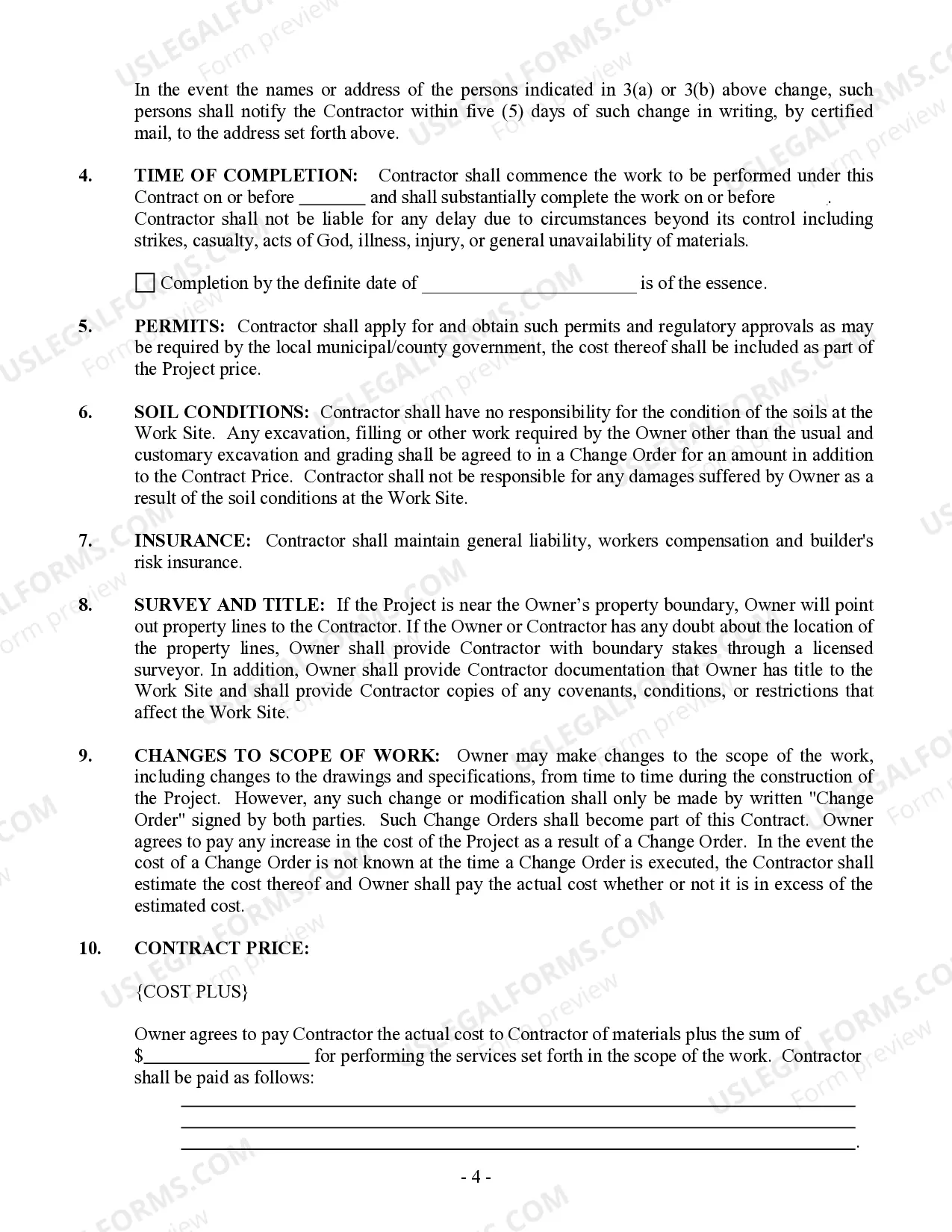 Preview Plumbing Contract for Contractor