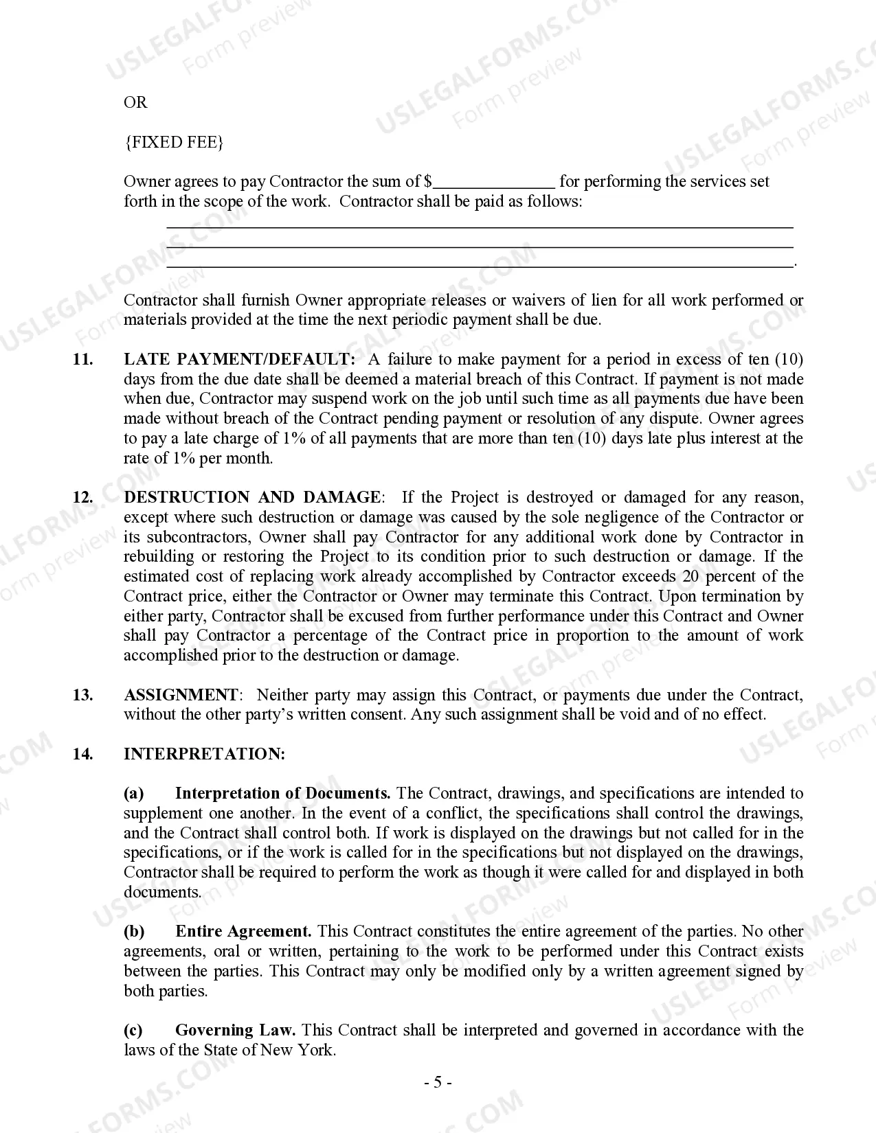 Preview Plumbing Contract for Contractor