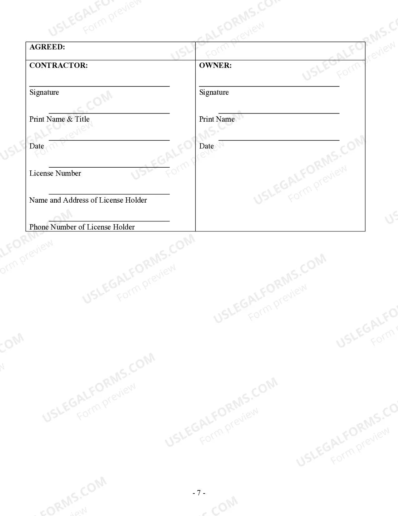 Preview Plumbing Contract for Contractor