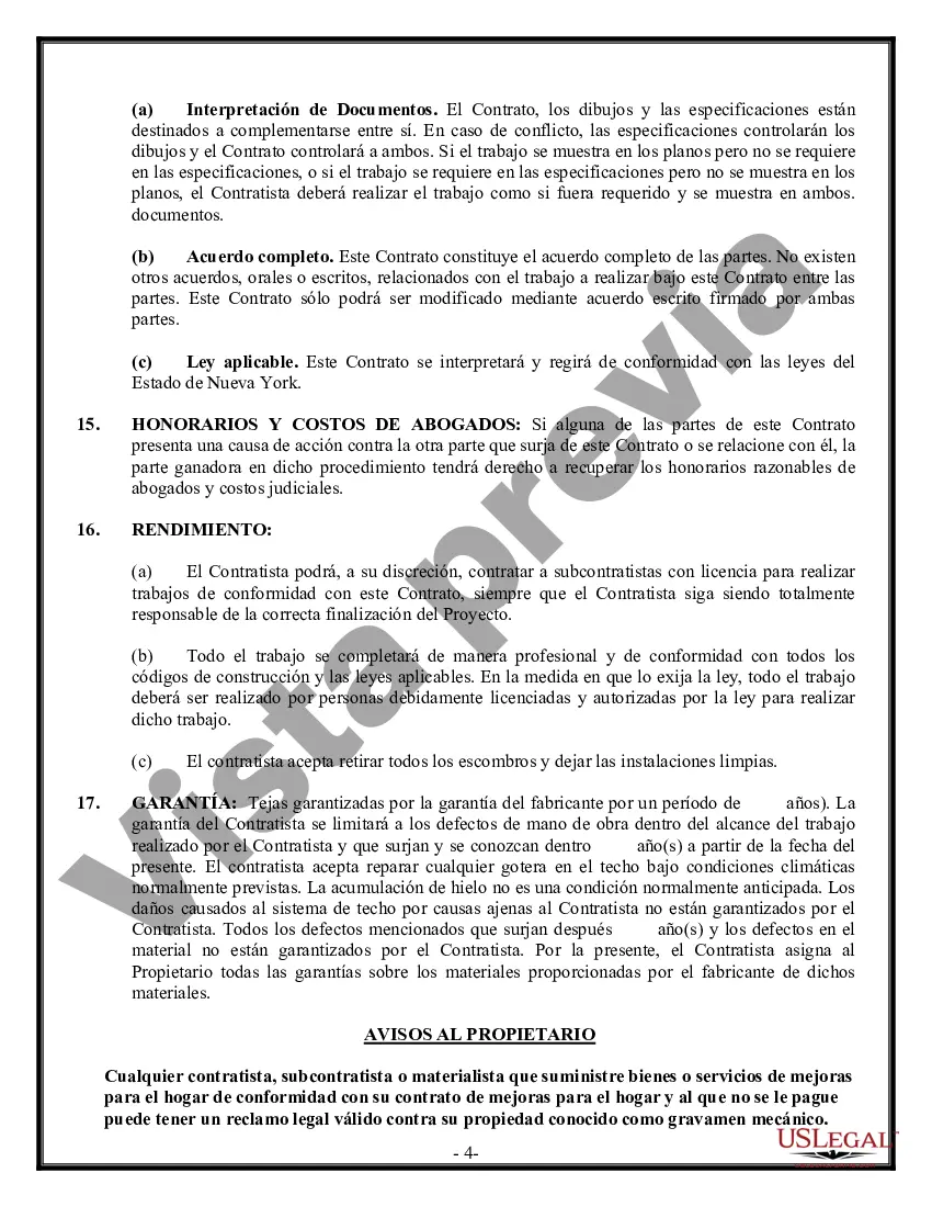 Preview Contrato de techado para contratista