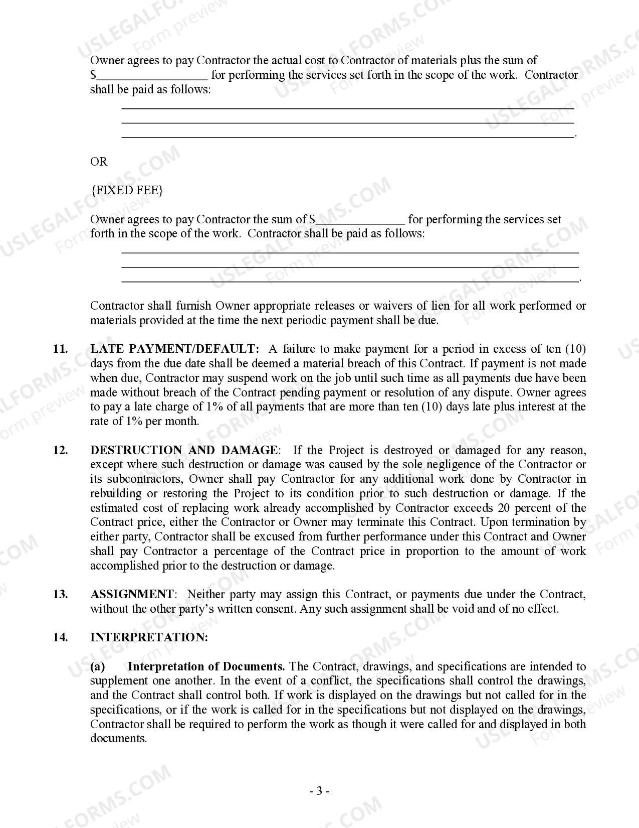 Preview Roofing Contract for Contractor