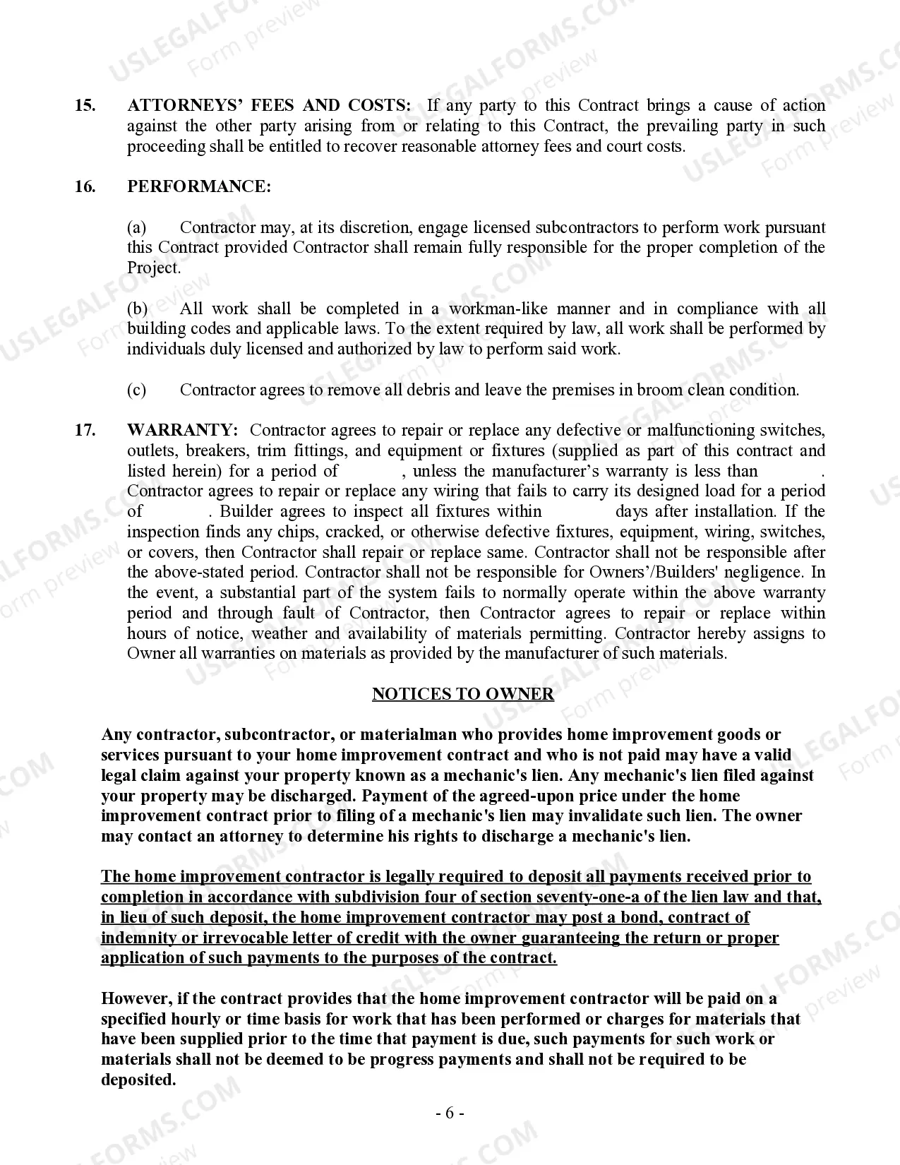 Preview Electrical Contract for Contractor