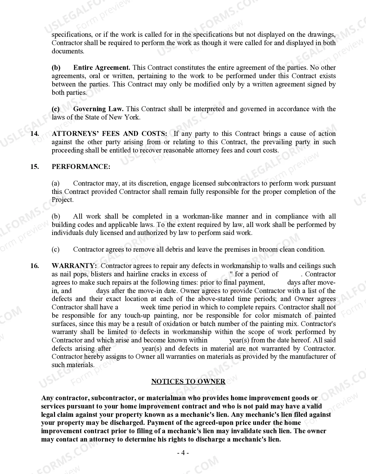 Preview Sheetrock Drywall Contract for Contractor