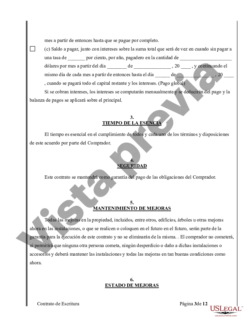 Preview Acuerdo o Contrato de Escritura de Venta y Compra de Bienes Raíces a/k/a Terreno o Contrato de Ejecución