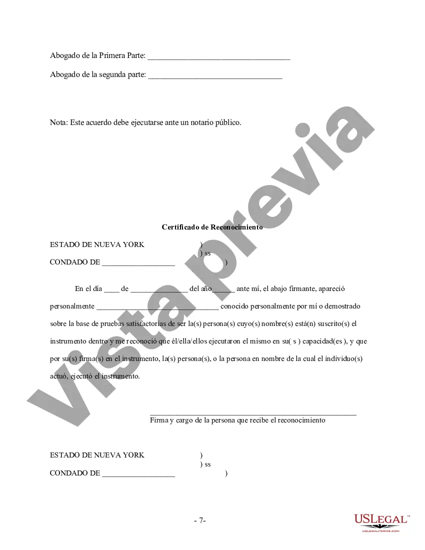 Preview Acuerdo prematrimonial prenupcial de Nueva York con estados financieros