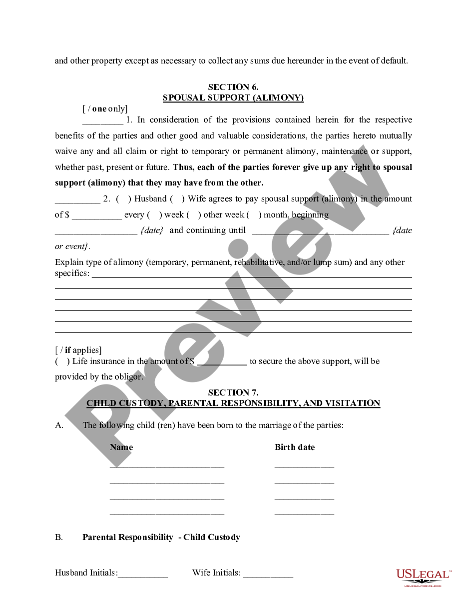 New York Marital Settlement Agreement Form US Legal Forms