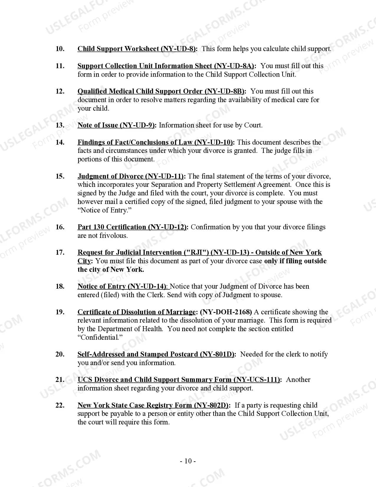 Preview New York Uncontested Divorce Package for Dissolution of Marriage for People with Minor Children