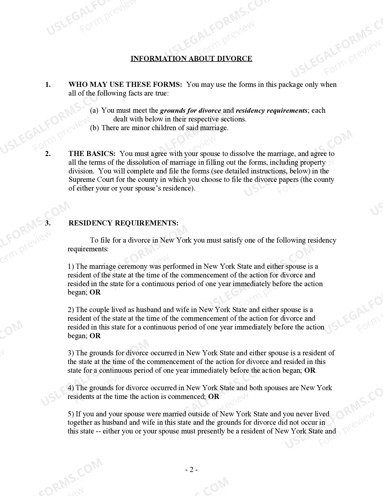 Preview New York Uncontested Divorce Package for Dissolution of Marriage for People with Minor Children