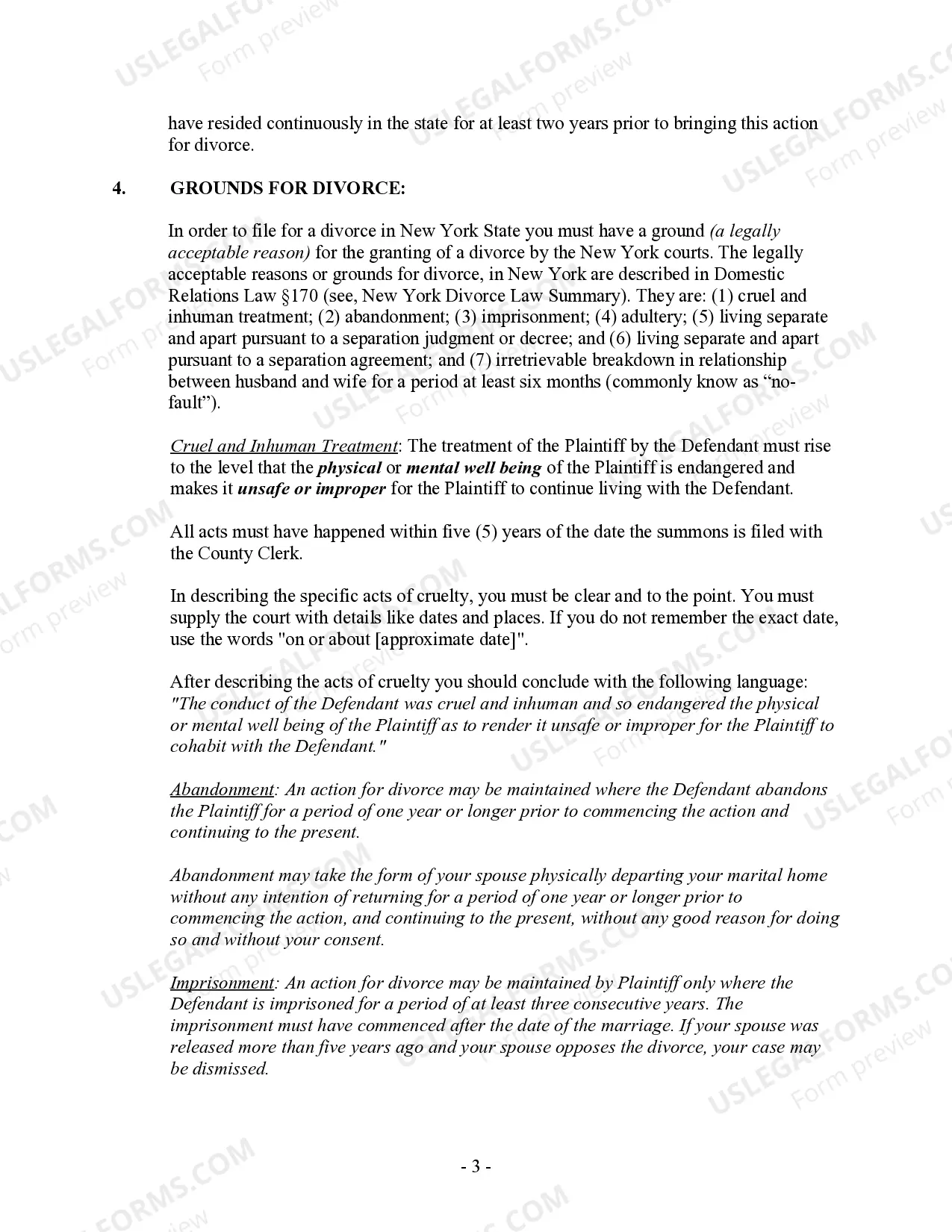 Preview New York Uncontested Divorce Package for Dissolution of Marriage for People with Minor Children