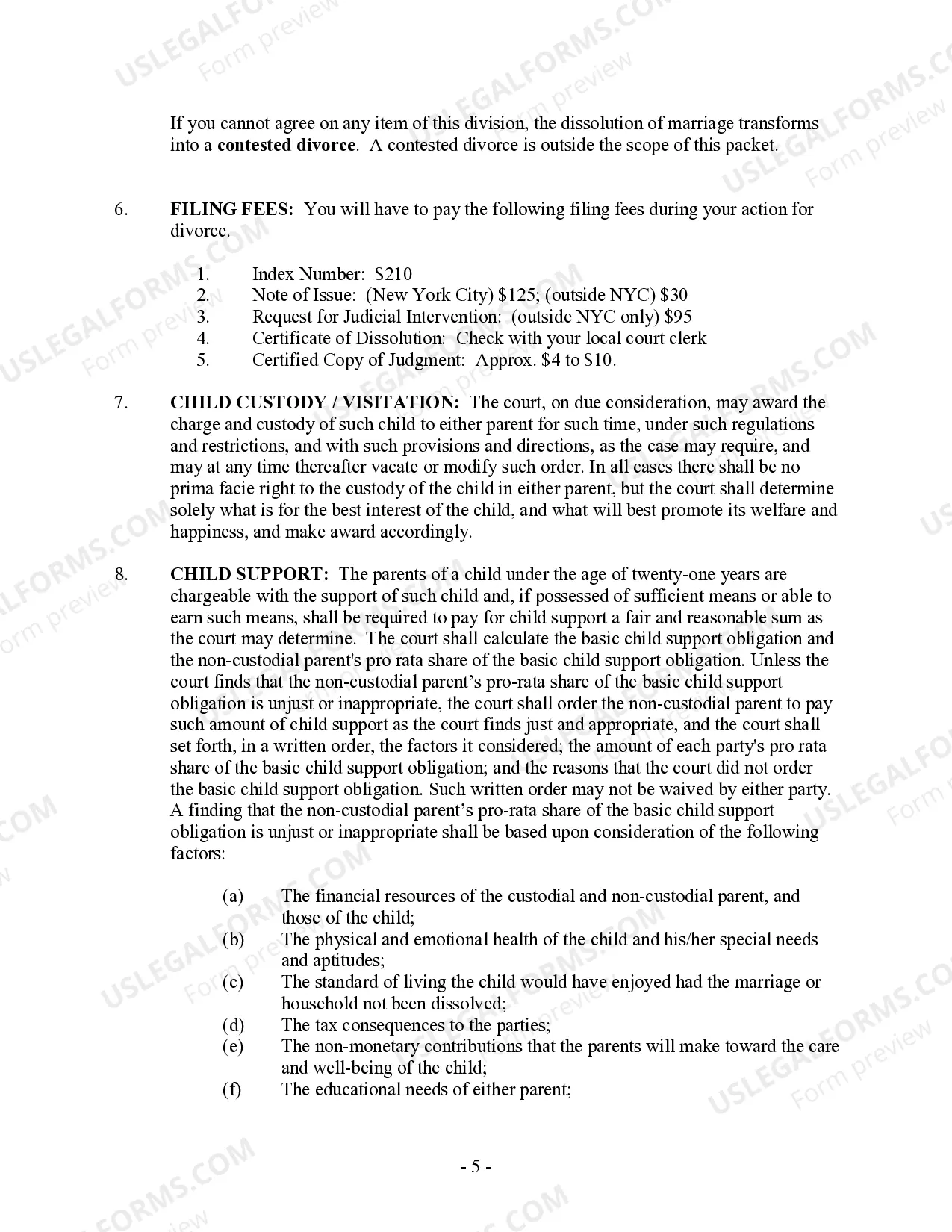 Preview New York Uncontested Divorce Package for Dissolution of Marriage for People with Minor Children