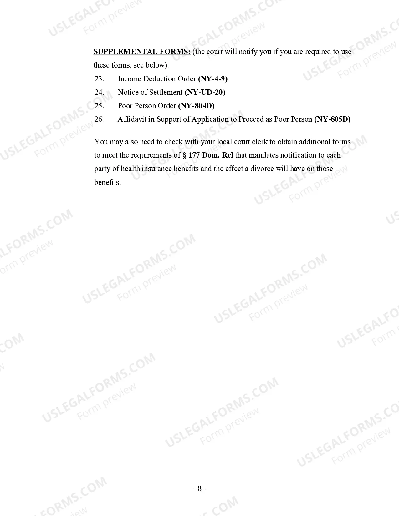 Preview New York Uncontested Divorce Package for Dissolution of Marriage for People with Minor Children